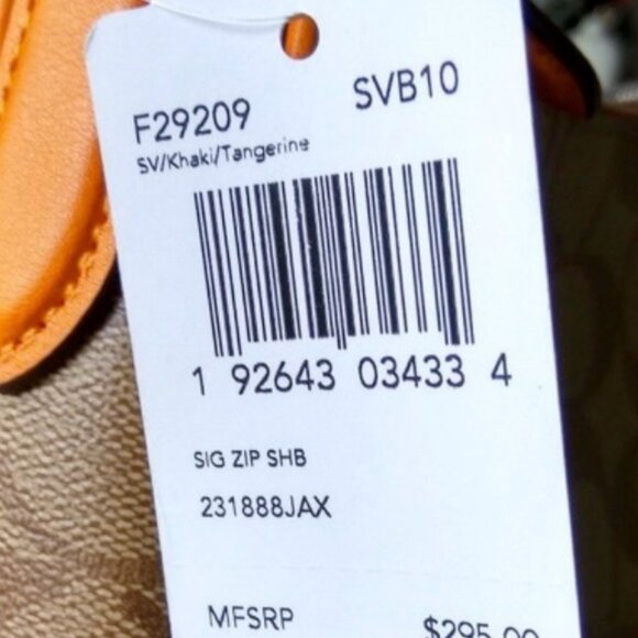 NWT Coach Signature Coated Canvas Hobo Handbag Khaki/Tangerine - Picture 2 of 10